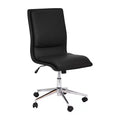 Silla de oficina moderna de piel sintética tapizada Emma y Oliver de respaldo medio con base de 5 radios y ajuste neumático de altura del asiento