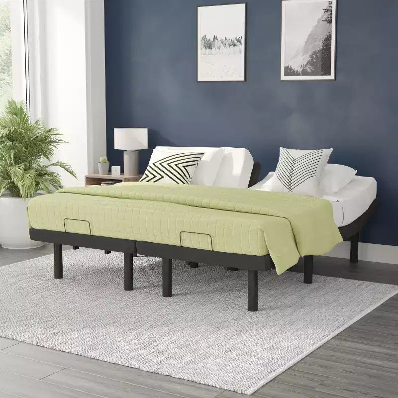 Base de cama ajustable personalizada Emma y Oliver con inclinación motorizada dual de cabecera y pie y montaje rápido y sencillo