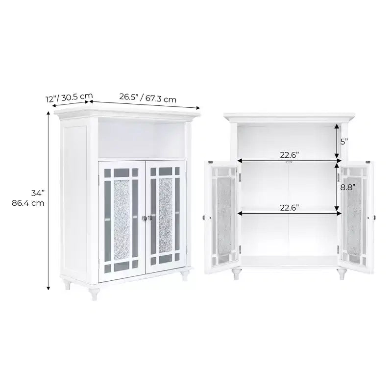 Armario de almacenamiento de suelo Teamson Home Windsor de 26.5 x 34 con 2 puertas, color blanco