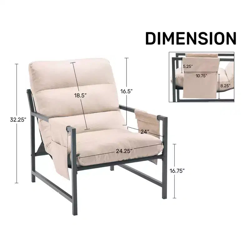 FERPIT Silla auxiliar tapizada con estructura metálica estilo moderno