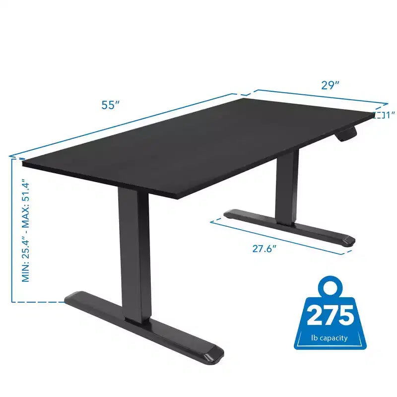 Mount-It! Escritorio eléctrico de altura regulable de dos motores con tablero - Negro