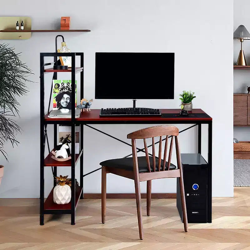 Costway Escritorio Compacto para Computadora de 47.5'' con Estanterías de Almacenamiento de 4 Niveles para Oficina en Casa