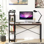 Costway Escritorio Compacto para Computadora de 47.5'' con Estanterías de Almacenamiento de 4 Niveles para Oficina en Casa