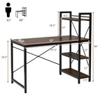 Costway Escritorio Compacto para Computadora de 47.5'' con Estanterías de Almacenamiento de 4 Niveles para Oficina en Casa
