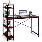 Costway Escritorio Compacto para Computadora de 47.5'' con Estanterías de Almacenamiento de 4 Niveles para Oficina en Casa