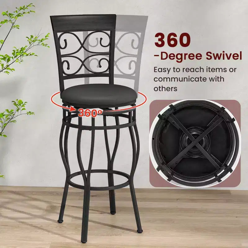 Costway Juego de 2/4 taburetes de bar giratorios vintage de 30'' Sillas de comedor tapizadas para bistró Negro