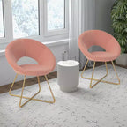 Costway Sillón de Terciopelo Moderno, Silla de Ocio Tapizada para Tocador con Patas Metálicas