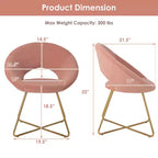 Costway Sillón de Terciopelo Moderno, Silla de Ocio Tapizada para Tocador con Patas Metálicas