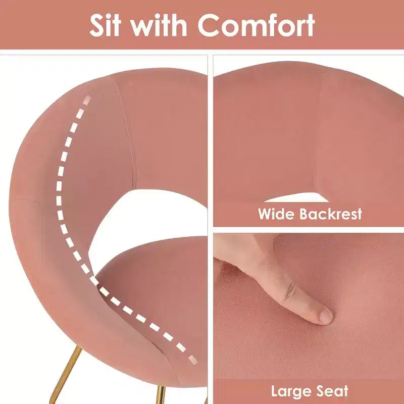 Costway Sillón de Terciopelo Moderno, Silla de Ocio Tapizada para Tocador con Patas Metálicas
