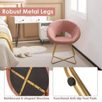 Costway Sillón de Terciopelo Moderno, Silla de Ocio Tapizada para Tocador con Patas Metálicas