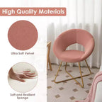 Costway Sillón de Terciopelo Moderno, Silla de Ocio Tapizada para Tocador con Patas Metálicas