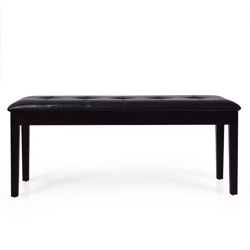 Banco de comedor tapizado de cuero sintético con botones, de madera maciza, de Costway