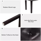 Banco de comedor tapizado de cuero sintético con botones, de madera maciza, de Costway