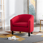 Sillón decorativo Barrel con tachuelas y patas de madera maciza