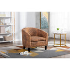Sillón decorativo Barrel con tachuelas y patas de madera maciza