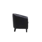 Sillón decorativo Barrel con tachuelas y patas de madera maciza