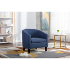 Sillón decorativo Barrel con tachuelas y patas de madera maciza