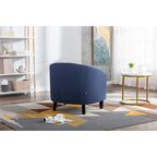Sillón decorativo Barrel con tachuelas y patas de madera maciza