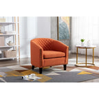 Sillón decorativo Barrel con tachuelas y patas de madera maciza