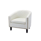 Sillón decorativo Barrel con tachuelas y patas de madera maciza