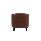 Sillón decorativo Barrel con tachuelas y patas de madera maciza