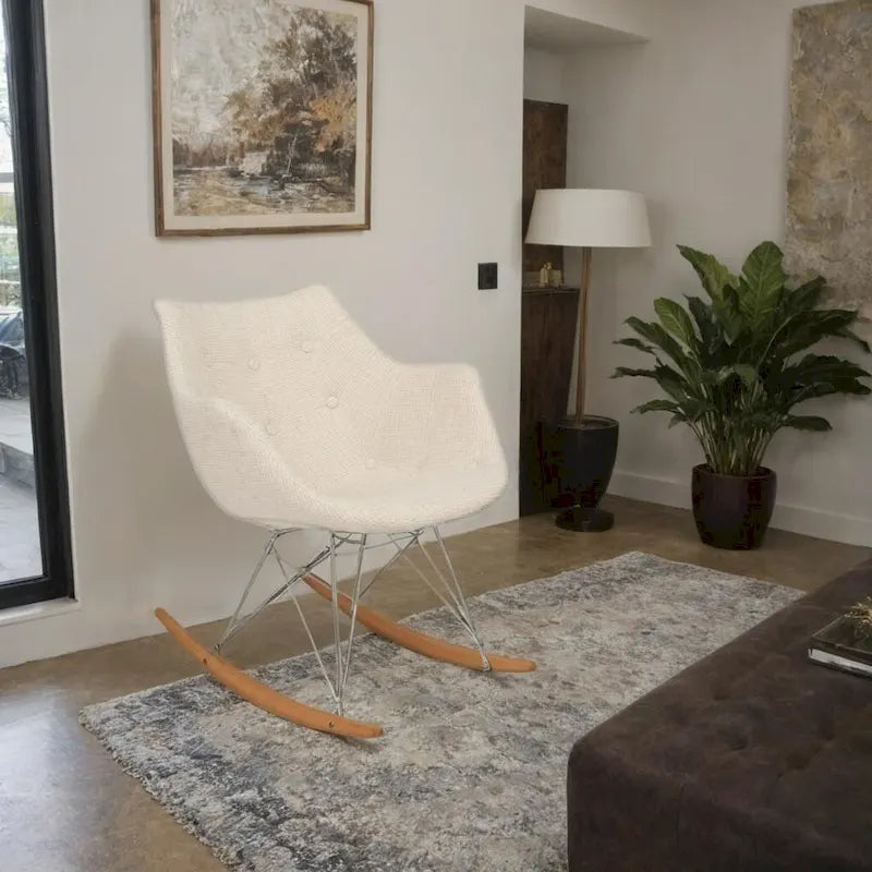 Mecedora tapizada en poliéster para lactancia - Sillón moderno con reposabrazos para el hogar, la sala de estar y el dormitorio