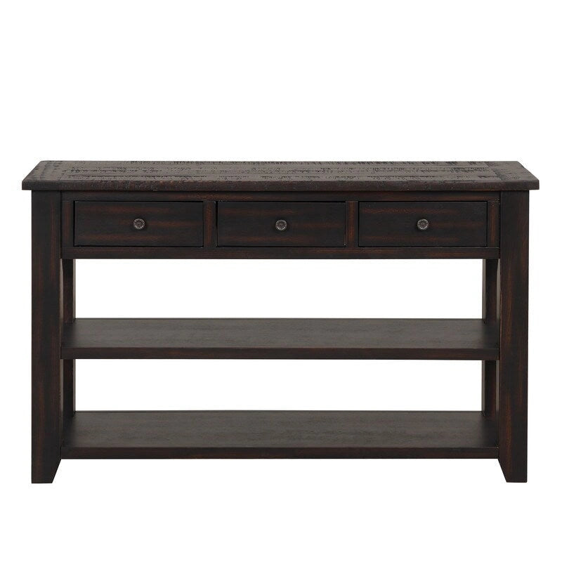 Mesa de consola con 3 cajones y 2 estantes abiertos