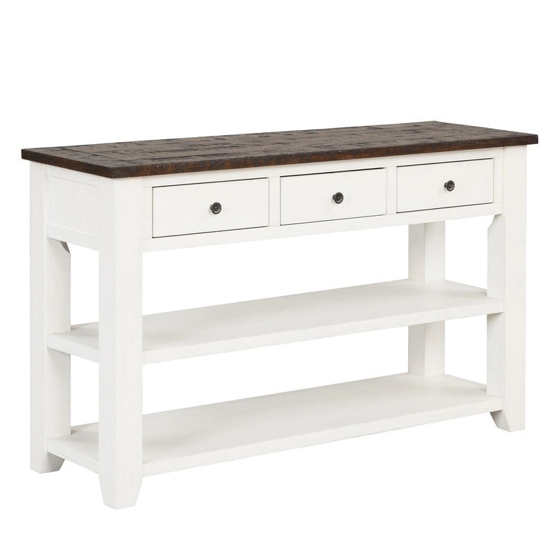 Mesa de consola con 3 cajones y 2 estantes abiertos
