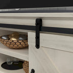 Mueble de TV rústico de madera maciza de 66 pulgadas con puertas corredizas de granero
