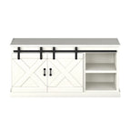 Mueble de TV rústico de madera maciza de 66 pulgadas con puertas corredizas de granero