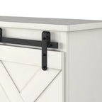 Mueble de TV rústico de madera maciza de 66 pulgadas con puertas corredizas de granero