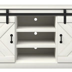 Mueble de TV rústico de madera maciza de 66 pulgadas con puertas corredizas de granero