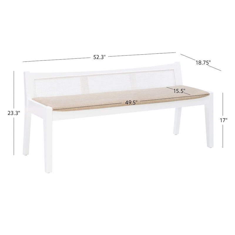 Banco de caña de madera maciza con asiento acolchado