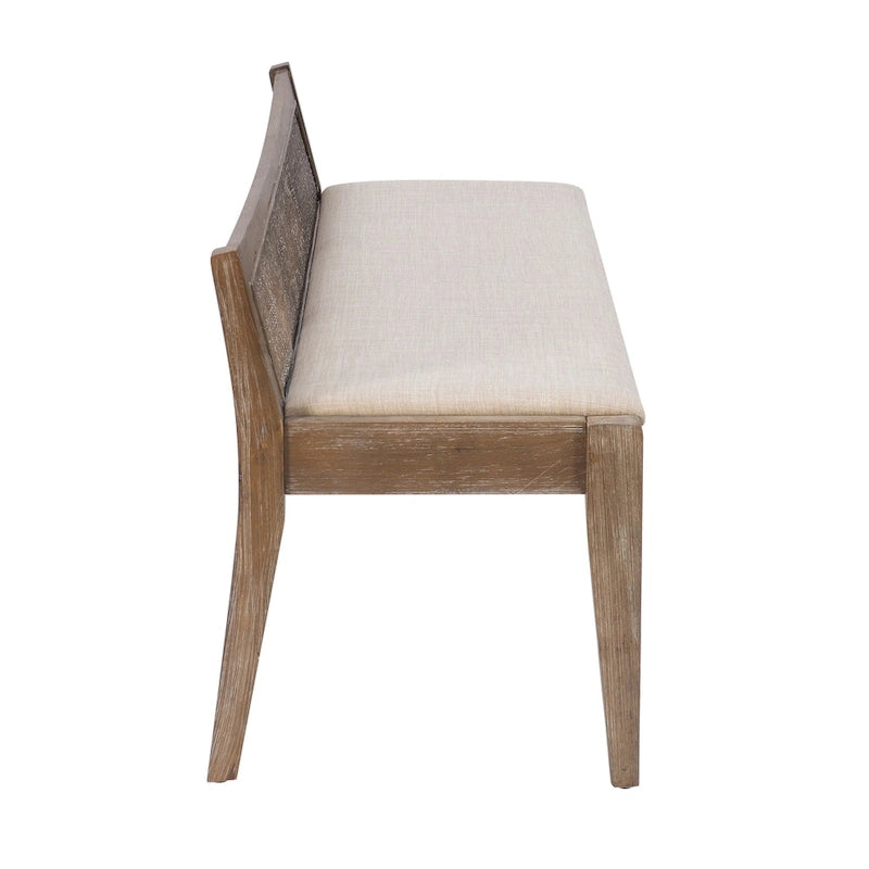 Banco de caña de madera maciza con asiento acolchado