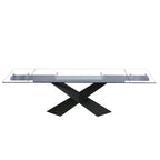 Mesa de comedor extensible con tapa de cristal, 180-270 cm