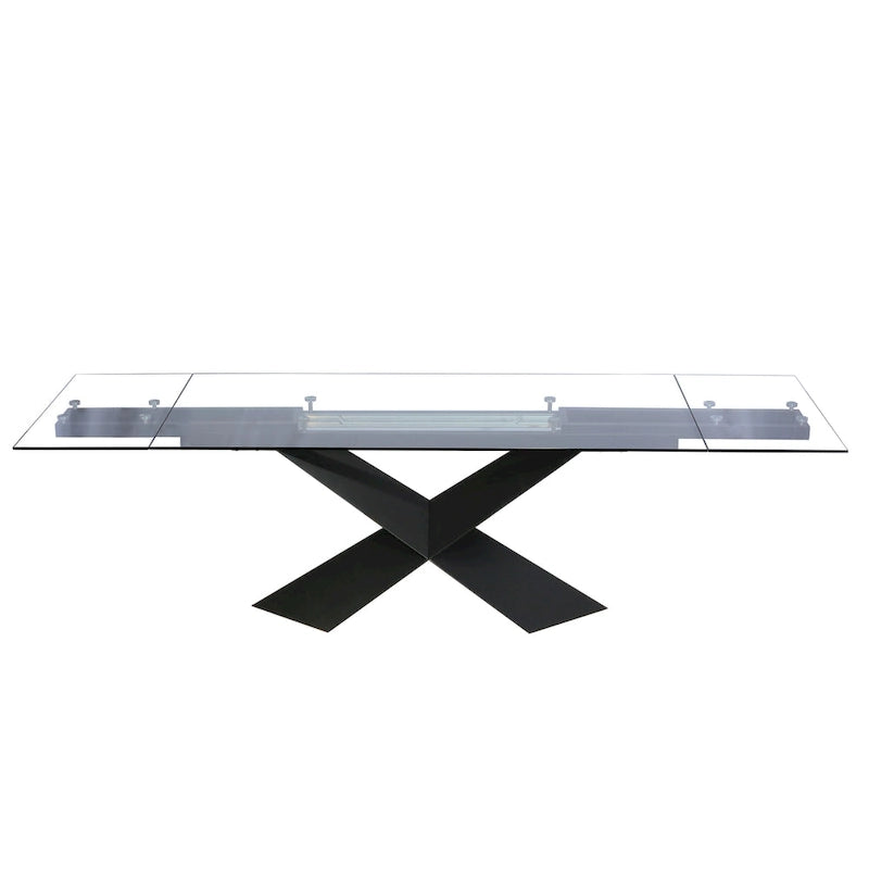 Mesa de comedor extensible con tapa de cristal, 180-270 cm