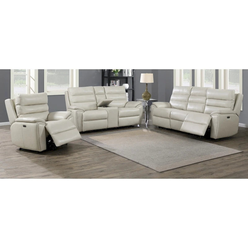 Sofá reclinable eléctrico de cuero plena flor color marfil