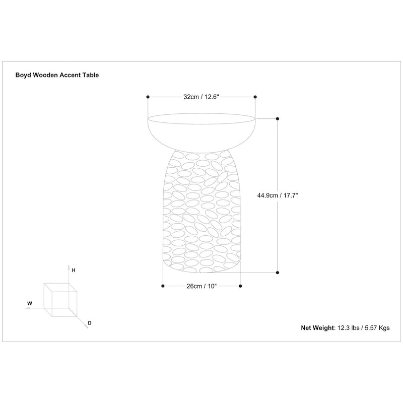 Mesa auxiliar de madera maciza - 12.6" P x 12.6" A x 17.7" Al, completamente ensamblada