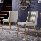 Silla de Comedor de Tela con Acabado Dorado (Juego de 2)