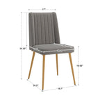 Silla de Comedor de Tela con Acabado Dorado (Juego de 2)