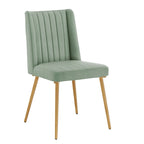 Silla de Comedor de Tela con Acabado Dorado (Juego de 2)