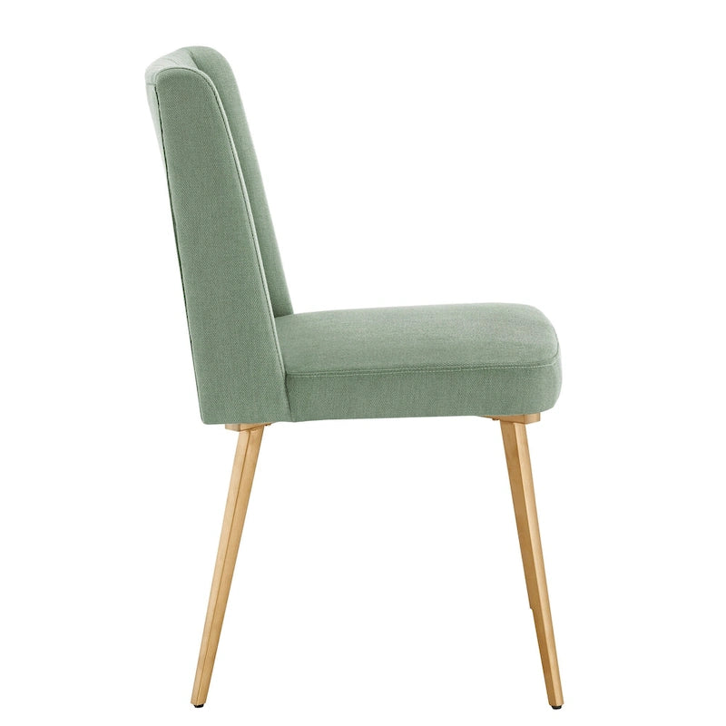 Silla de Comedor de Tela con Acabado Dorado (Juego de 2)