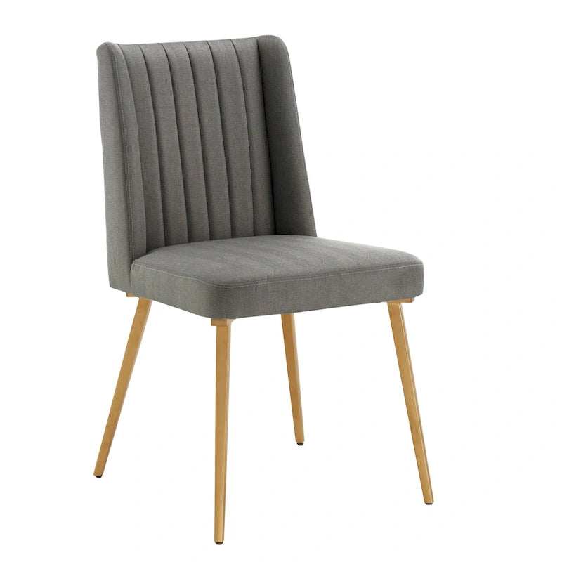 Silla de Comedor de Tela con Acabado Dorado (Juego de 2)