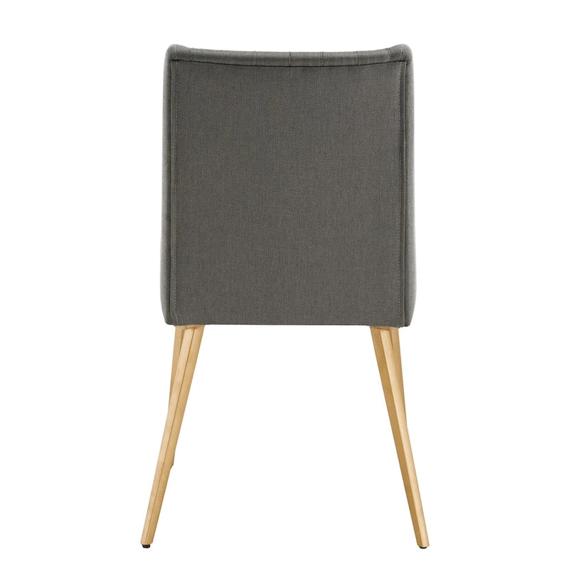 Silla de Comedor de Tela con Acabado Dorado (Juego de 2)