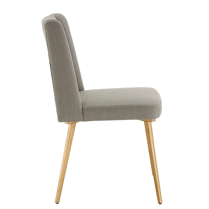 Silla de Comedor de Tela con Acabado Dorado (Juego de 2)