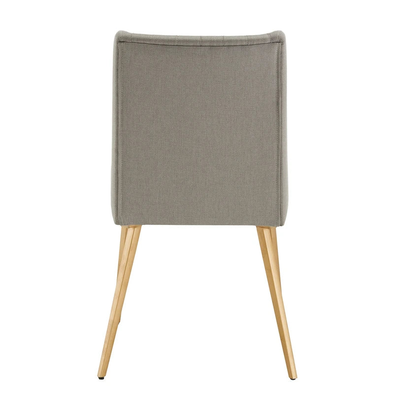 Silla de Comedor de Tela con Acabado Dorado (Juego de 2)