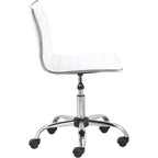 Silla de oficina giratoria sin brazos, con respaldo medio y soporte lumbar – Piel sintética blanca