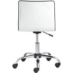 Silla de oficina giratoria sin brazos, con respaldo medio y soporte lumbar – Piel sintética blanca