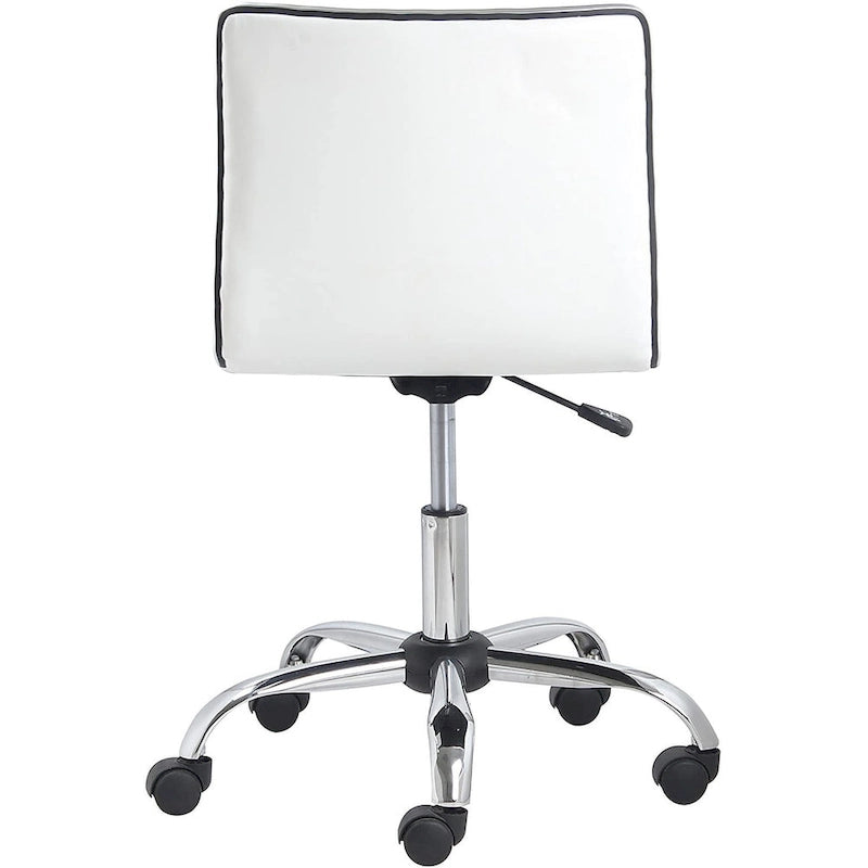 Silla de oficina giratoria sin brazos, con respaldo medio y soporte lumbar – Piel sintética blanca