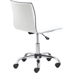 Silla de oficina giratoria sin brazos, con respaldo medio y soporte lumbar – Piel sintética blanca